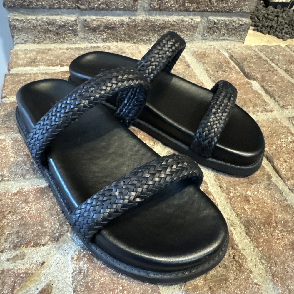 Schutz Womens Ruby Sporty Braided Slide Sandal Size 6  Black #568